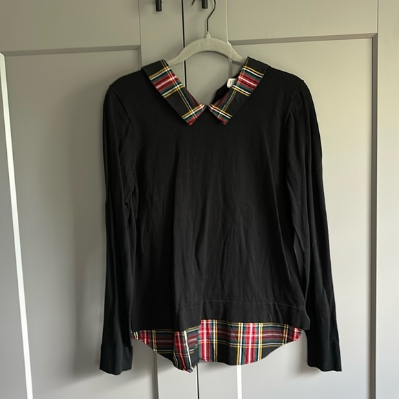J. Crew Tops - J.Crew • Sweater Top with Plaid Collar